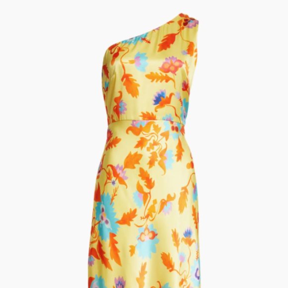 SALONI floral-print one-shoulder gown - Picture 1 of 3